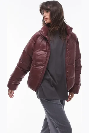 Topshop – Puffer-Bomberjacke in Burgunderrot