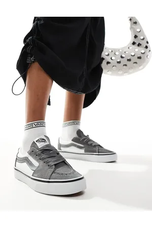 Vans – Sk8-Low – Zweifarbige Sneaker in Zinn und Weiß