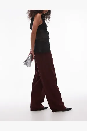 ARKET – Elastische Hose aus Wollmix in Weinrot mit geradem Schnitt und flacher Vorderseite