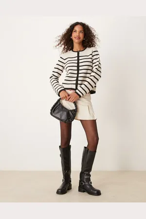 MANGO – Strickjacke in mit Streifen und durchgehendem Reißverschluss