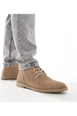 ASOS – Schnür-Boots aus Wildleder in Steinbeige mit einer Sohle in Natur