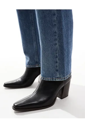 ASOS – Chelsea-Stiefel aus schwarzem Leder mit Absatz und Natursohle