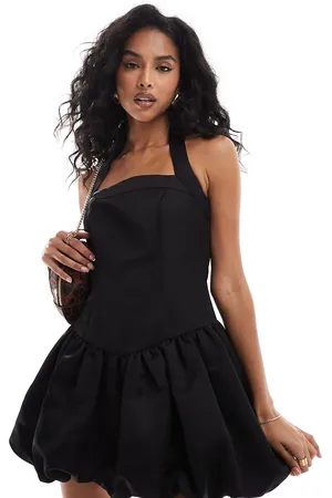 The Frolic Exklusiv – Neckholder-Minikleid aus schwerem Satin in mit Ballonsaum