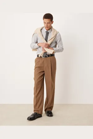 ASOS – Elegante Hose aus Wollmix in mit weitem Schnitt und Nadelstreifen