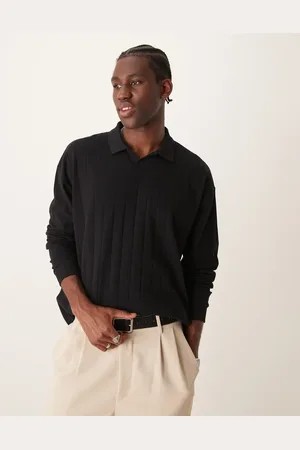 ASOS – Langärmliges Oversize-Poloshirt in mit Reverskragen und Rippenstruktur