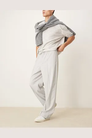 ASOS – Elegante Schlupfhose in Hellgrau mit weitem Bein und Nadelstreifen