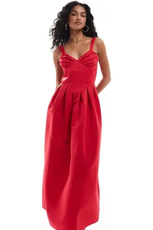 The Frolic – Exklusives Maxi-Trägerkleid aus schwerem Satin in mit Korsettdetail