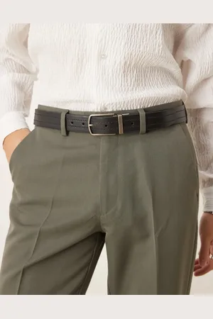 ASOS – Wendbarer Ledergürtel in Braun und mit polierter Schnalle in Silber