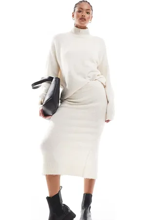 VERO MODA – Midi-Strickrock in meliertem Schwarz- , Kombiteil