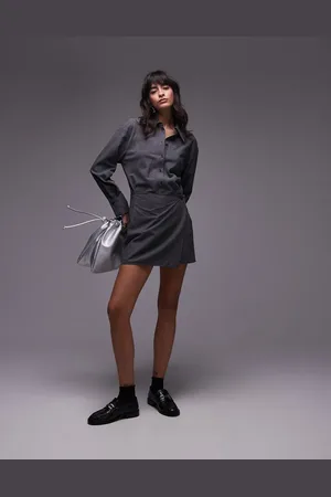 MANGO – Minikleid in Braun mit gesmoktem Detail