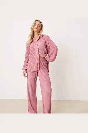VILA – Plissierte Hose in Staubrosa mit weitem Bein, Kombiteil
