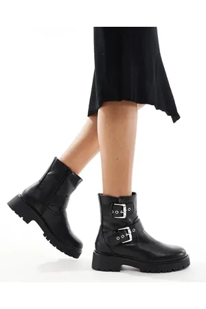 London Rebel – Keely – Biker-Stiefeletten in mit Schnallen