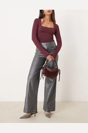JDY – Jeans in Metallic- mit weitem Schnitt und hohem Bund