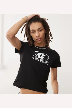 COLLUSION – Knapp geschnittenes T-Shirt in mit zentriertem Logo