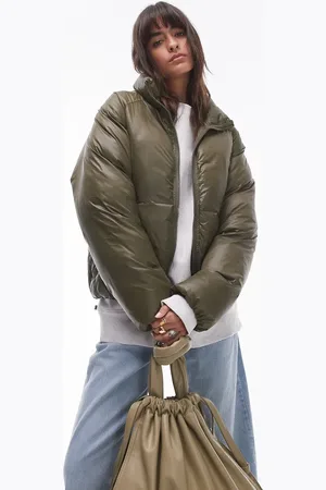 Topshop – Puffer-Bomberjacke in Moosgrün