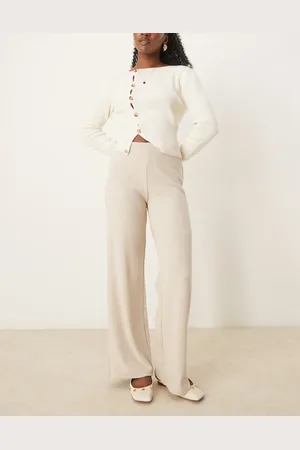 MANGO – Locker geschnittene Jersey-Hose in Hellbeige, Kombiteil