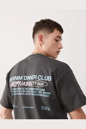 Dr Denim – Trooper – Locker geschnittenes T-Shirt in dunklem Anthrazit mit „Happy Hour“-Rückenprint