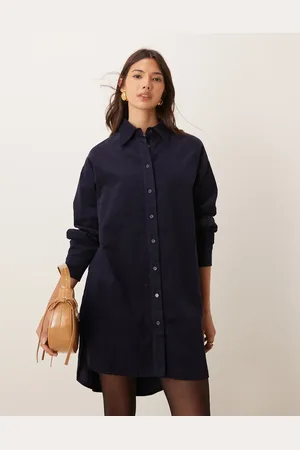 Glamorous – Hängerkleid zum Reinschlüpfen aus Micro-Cord in dunklem