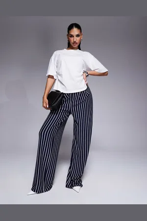 ASOS – Elegante, gestreifte Jogginghose in Marineblau und Weiß