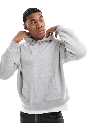 Hollister – Kapuzenpullover in Beige mit kurzem Schnitt und Kontrastnaht