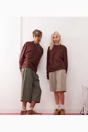COLLUSION Unisex – Sweatshirt in Schokobraun mit Logoprint