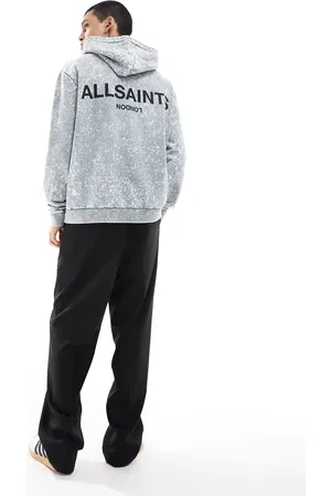 AllSaints – Underground Oth – Kapuzenpullover in grauer Stone-Waschung
