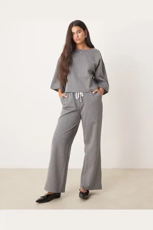 VILA – Elegante Jerseyhose in mit Nadelstreifen, weitem Bein und doppeltem Bund, Kombiteil