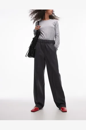 ARKET – Flanell-Hose aus Wollmischung in meliert mit geradem Bein und elastischem Bund