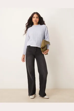 MANGO – Pullover in Blassblau mit Rundhalsausschnitt und breiter Rippenstruktur