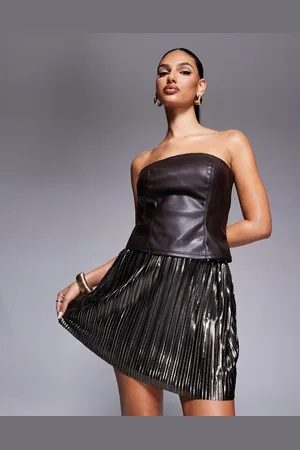 ASOS – Plissierter Minirock in Metallic-Gold