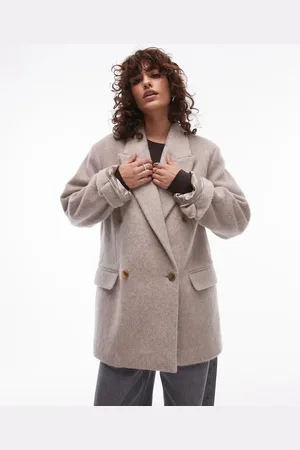 ARKET – Blazer-Mantel aus pelzigem Wollmix in Beige