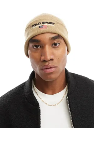 Ralph Lauren – Sport Capsule – Strickmütze in Hellbraun mit Logo