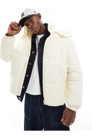 Only & Sons – Steppjacke in Wollweiß mit breiter Kapuze