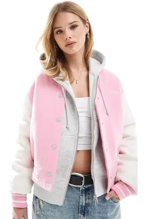 Tommy Hilfiger – Wattierte, mehrfarbige College-Bomberjacke mit Wollanteil