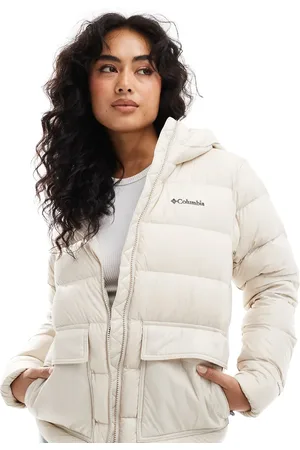 Columbia – Harmony Falls – Daunenjacke in dunklem Steinbeige mit Kapuze