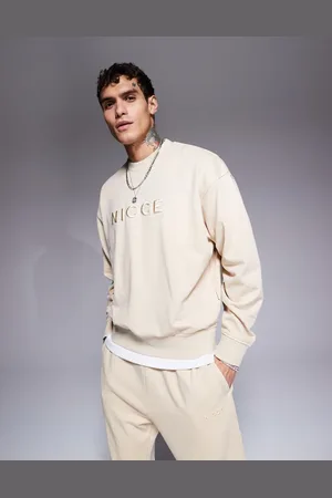 Nicce London – Gewaschenes Sweatshirt in Beige mit Rundhalsausschnitt und Logo, Kombiteil