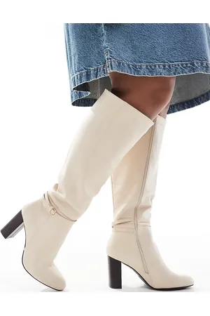 Yours – Kniehohe Stiefel in Wollweiß
