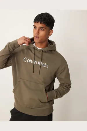 Calvin Klein – Hero – Bequemer Kapuzenpullover in Olivgrün mit Logo