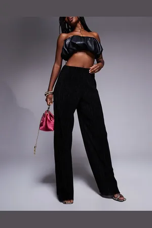 ASOS – Weit geschnittene Plissee-Partyhose in Metallic- mit hohem Bund
