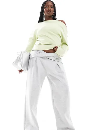 ASOS ASOS DESIGN Curve – Elegante Jogginghose in mit überkreuztem Detail und weitem Bein