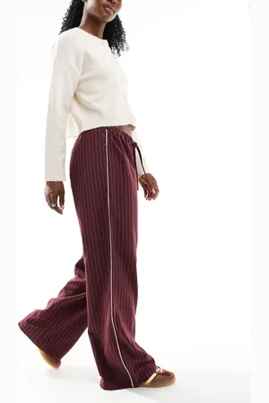 ASOS – Elegante Jogginghose in Burgunderrot mit Nadelstreifen, seitlichem Zierstreifen und elastischem Bund