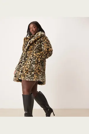 New Look New Look Curve – Mantel aus Kunstpelz mit Leopardenmuster