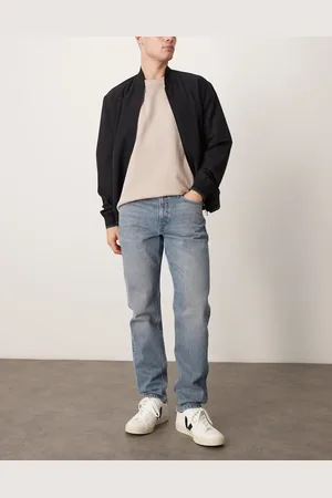 MANGO – Gerade geschnittene Jeans in verwaschenem Mittelblau mit mittelhohem Bund