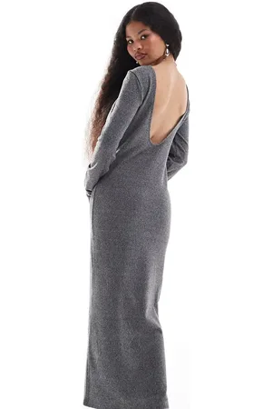 Noisy May – Maxi-Strickkleid in strukturiertem mit U-förmigem Rückenausschnitt