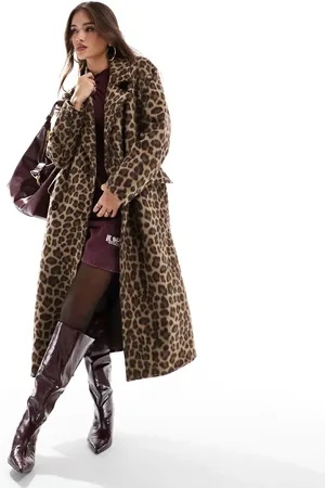 Pull&Bear – Longline-Mantel mit Leopardenmuster