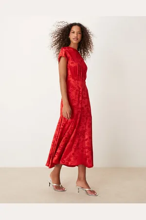 Never Fully Dressed – Midaxi-Kleid aus Satin in mit Prägung