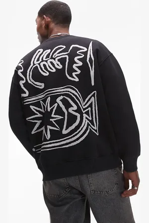 Topman – Oversize-Sweatshirt in mit abstraktem, strukturiertem Motivprint auf Vorder- und Rückseite