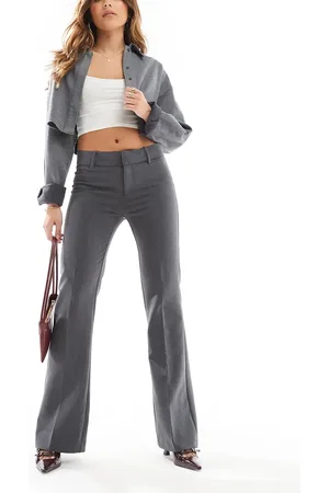 Bershka – Elegante Schlaghose in Dunkelgrau
