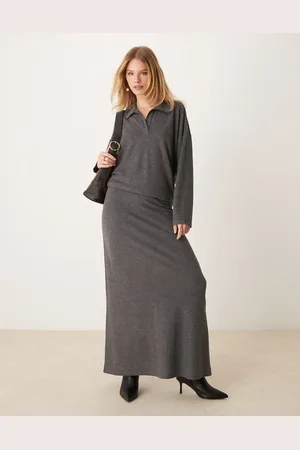 ASOS – Superweicher Maxirock in meliert mit Schwalbenschwanz-Design, Kombiteil