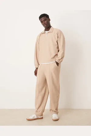 ASOS – Superweite Jogginghose in Beige mit Waffelstruktur, Kombiteil
